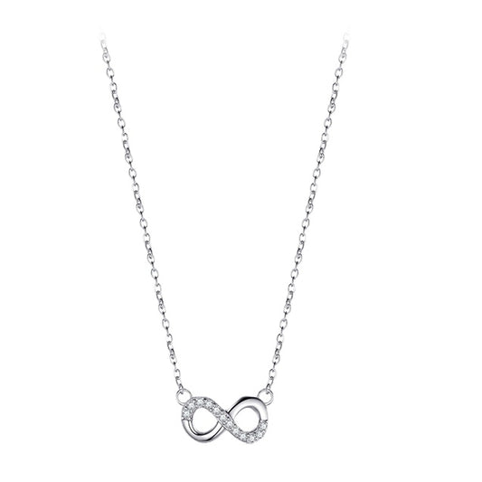 Simple Infinite Love Symbol Sterling Silver Necklace Set - Japanese and Korean Fashion Couple Cross Chain Jewelry