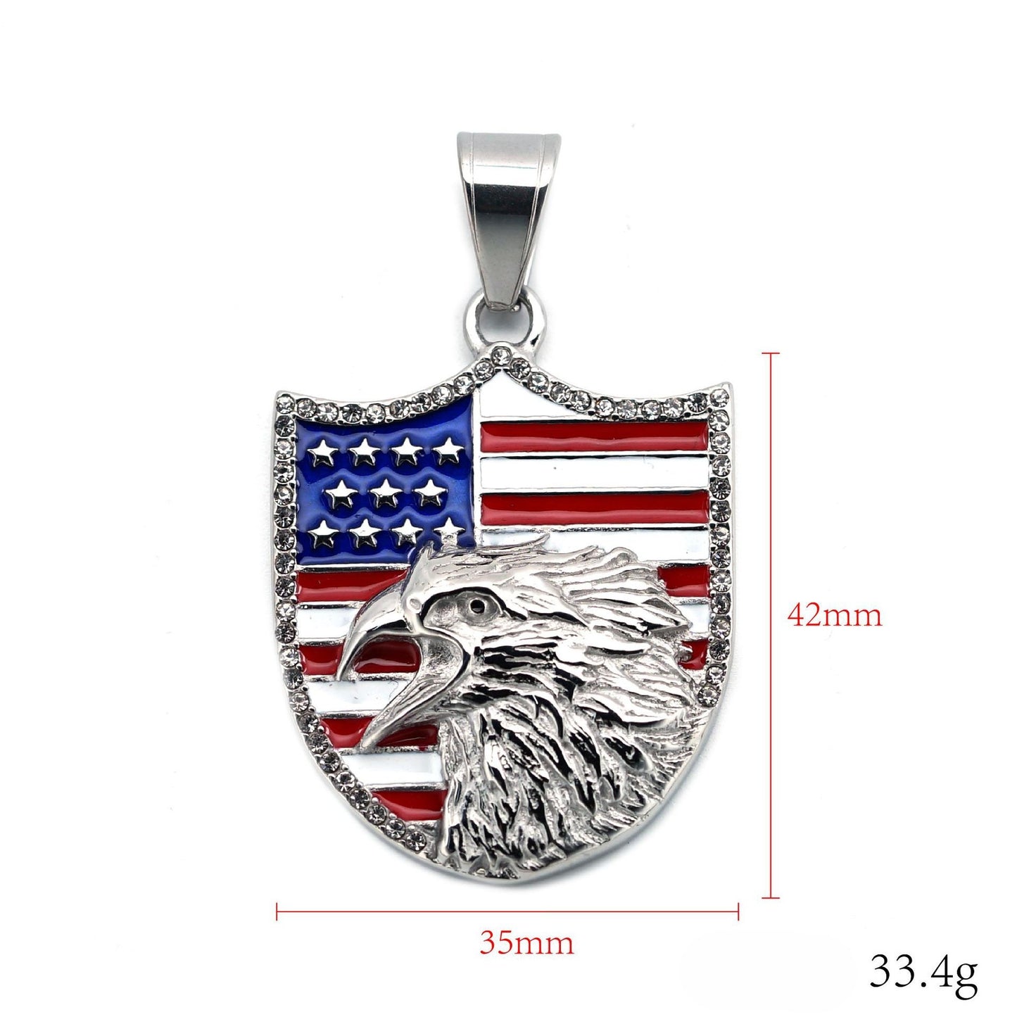 Planderful American Independence Day Commemorative Necklace Titanium Eagle Shield Pendant For Unisex Patriots