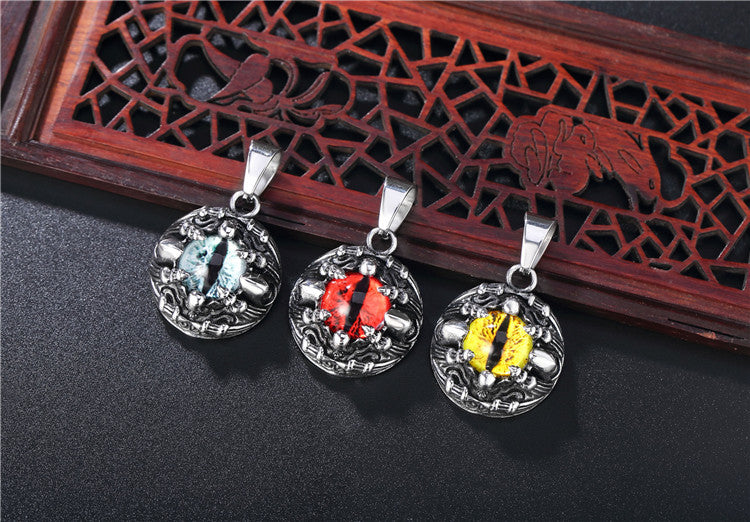 Planderful Devils Eye Pendant Necklace Titanium Steel For Men And Women Unisex Personalized Protection Charm