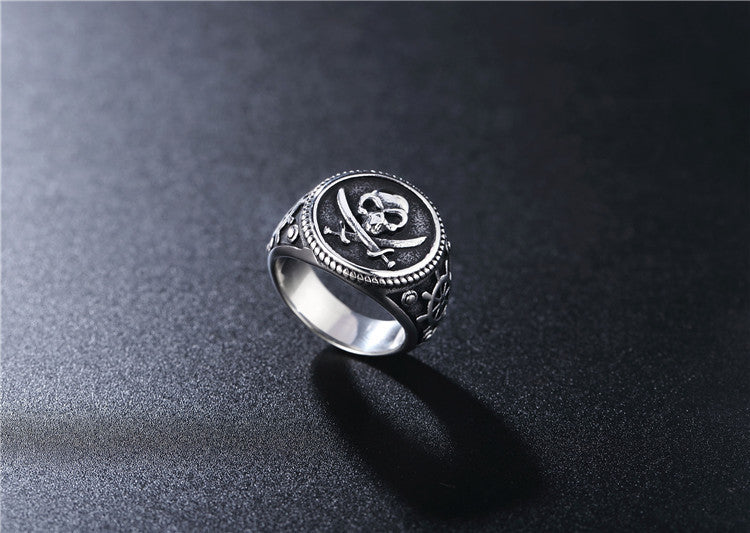 Retro Skull Signet Titanium Steel Ring