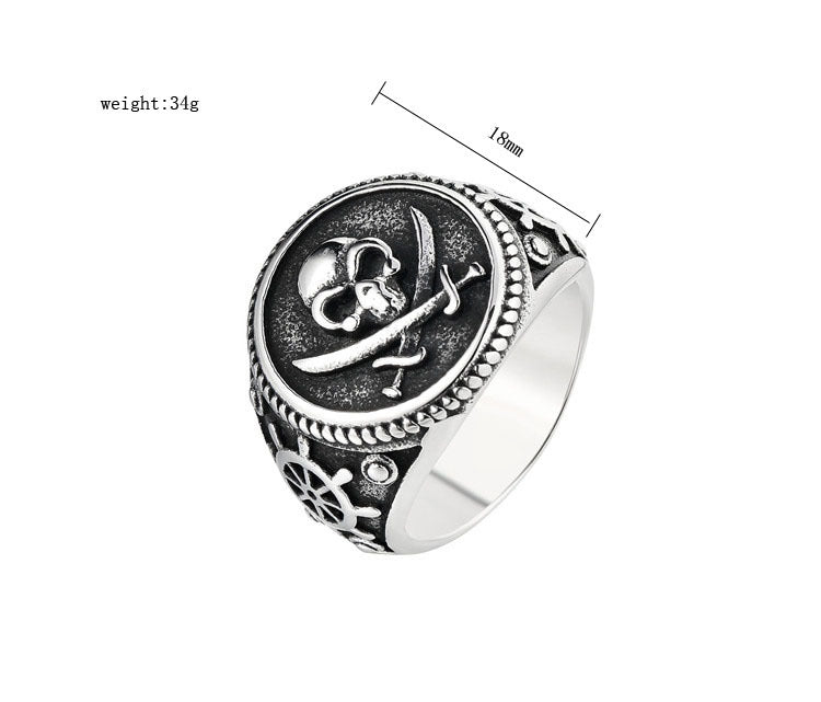 Retro Skull Signet Titanium Steel Ring