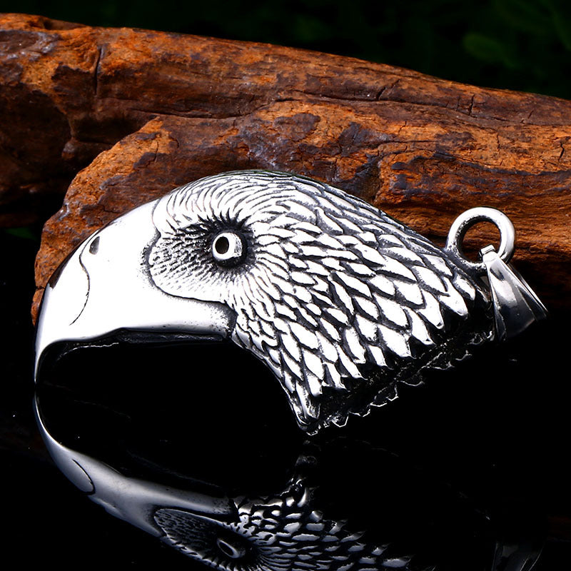 Punk-Inspired Titanium Steel Crow Head Pendant for Men - Wholesale Jewelry Accessories