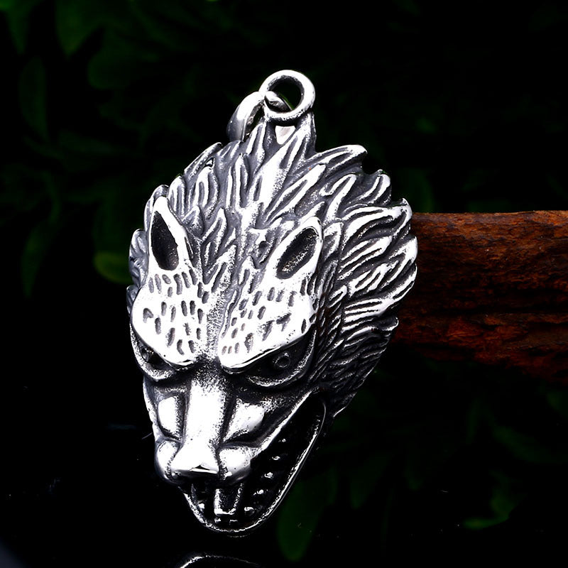 Nordic Viking Wolf Head Pendant - Personalized Punk Jewelry for Men, Wholesale European and American Accessories