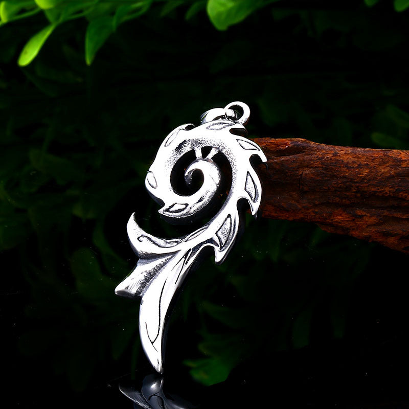 Stylish Titanium Steel Flame Pattern Pendant for Men - European and American Wholesale Jewelry
