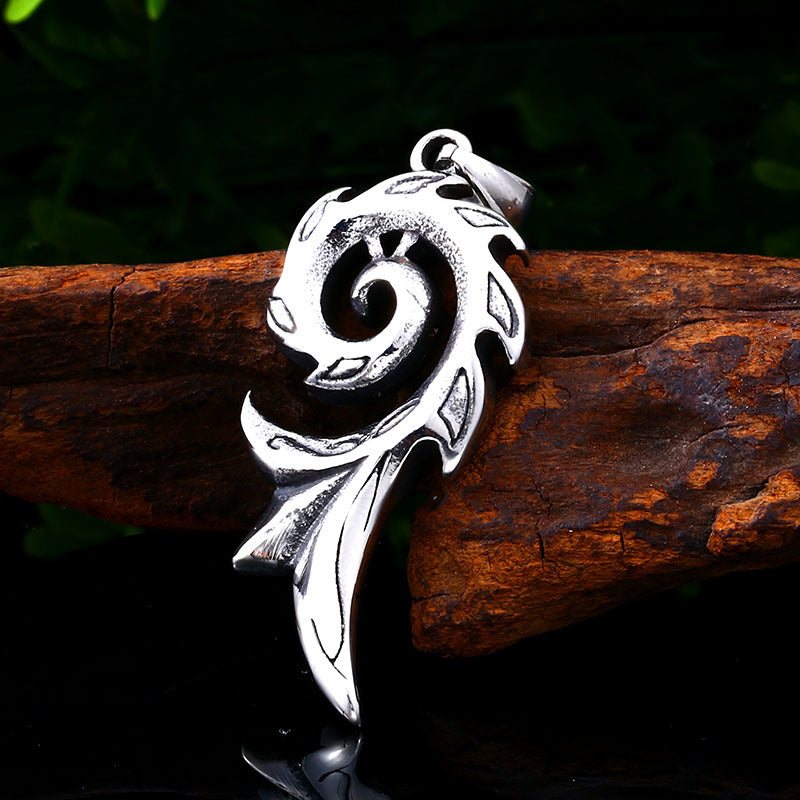 Stylish Titanium Steel Flame Pattern Pendant for Men - European and American Wholesale Jewelry