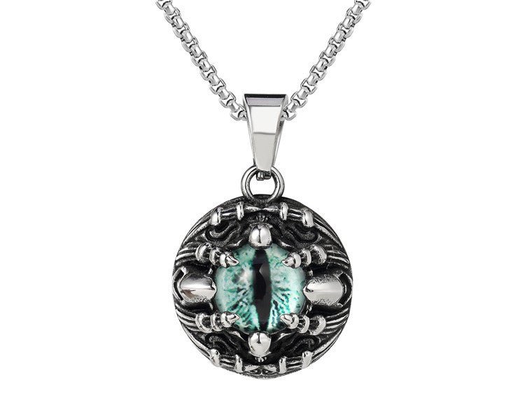 Planderful Devils Eye Pendant Necklace Titanium Steel For Men And Women Unisex Personalized Protection Charm