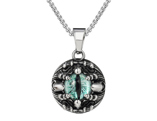 Planderful Devils Eye Pendant Necklace Titanium Steel For Men And Women Unisex Personalized Protection Charm