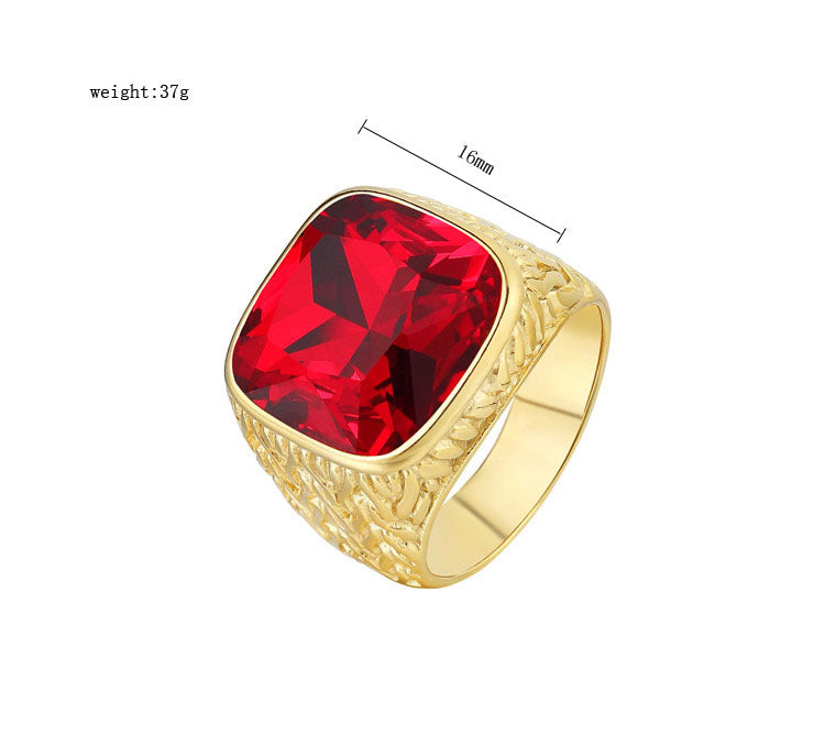 Planderful Unisex Steel Ring Gold Plated Zircon Titanium For Protection Everyday Genie Size 7 To 12