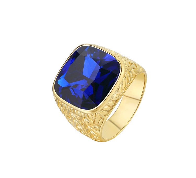 Planderful Unisex Steel Ring Gold Plated Zircon Titanium For Protection Everyday Genie Size 7 To 12