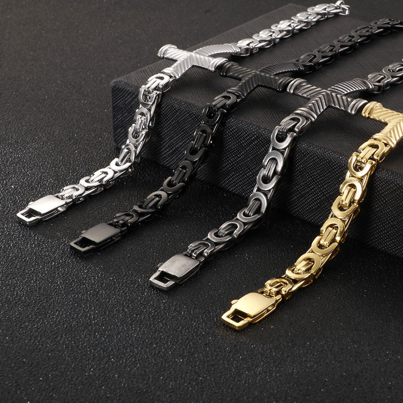 Stylish Korean-Inspired Personalized Retro Stainless Steel Cross Bracelet for Men