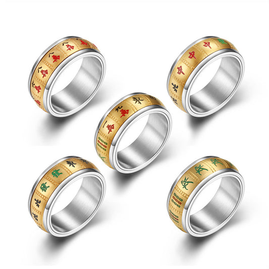Mahjong Winning Hands Stainless Steel Ring
