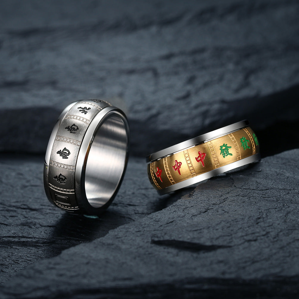 Mahjong Winning Hands Stainless Steel Ring