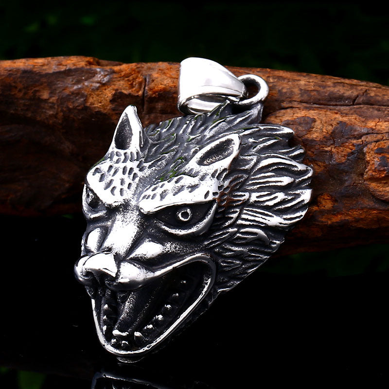 Nordic Viking Wolf Head Pendant - Personalized Punk Jewelry for Men, Wholesale European and American Accessories