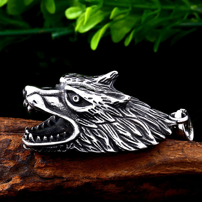 Nordic Viking Wolf Head Pendant - Personalized Punk Jewelry for Men, Wholesale European and American Accessories