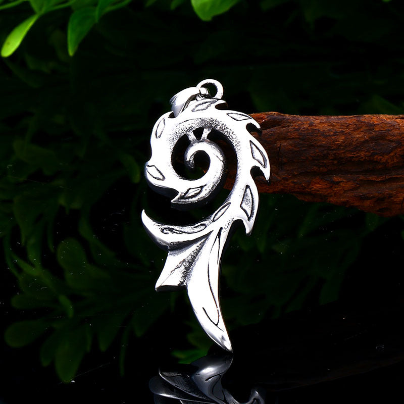 Stylish Titanium Steel Flame Pattern Pendant for Men - European and American Wholesale Jewelry