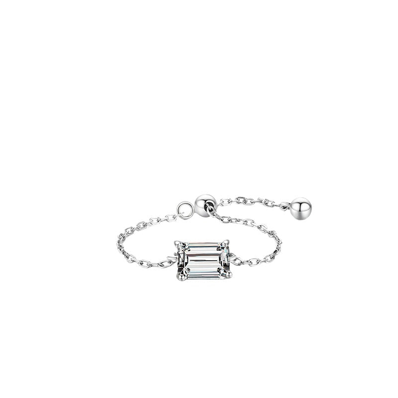 925 Sterling Silver Chain Zircon Ring