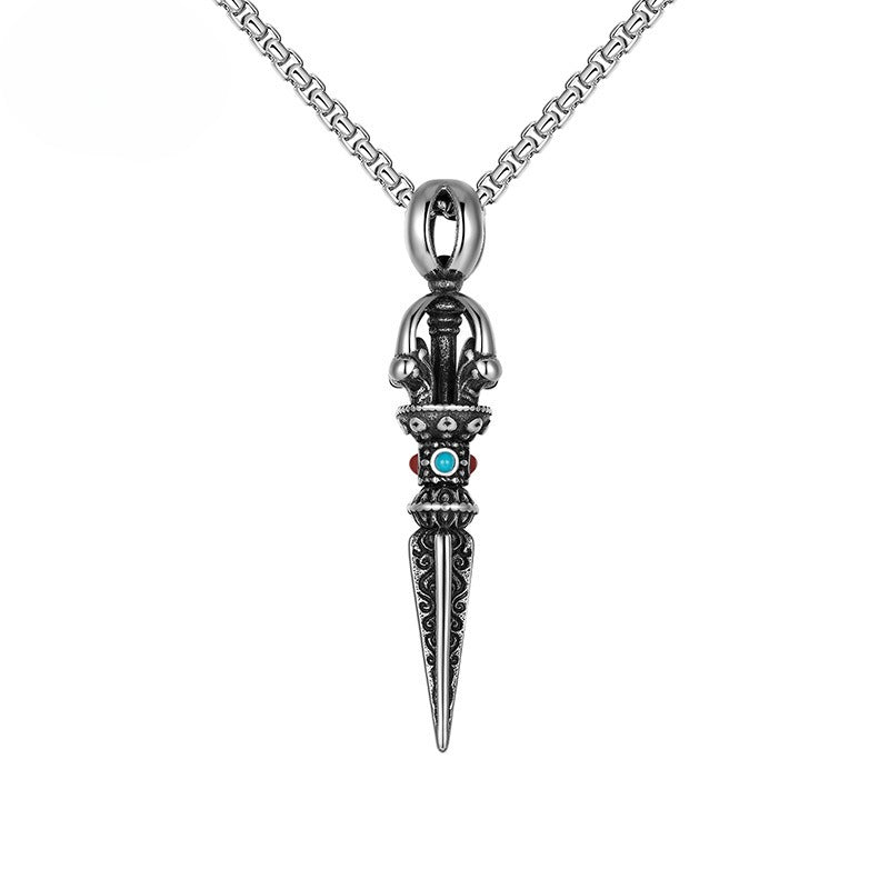 Steel Necklace - Vintage Vajra Pendant for Men