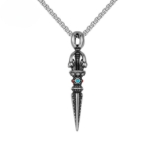 Steel Necklace - Vintage Vajra Pendant for Men