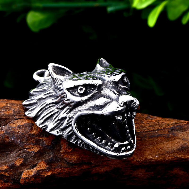 Nordic Viking Wolf Head Pendant - Personalized Punk Jewelry for Men, Wholesale European and American Accessories