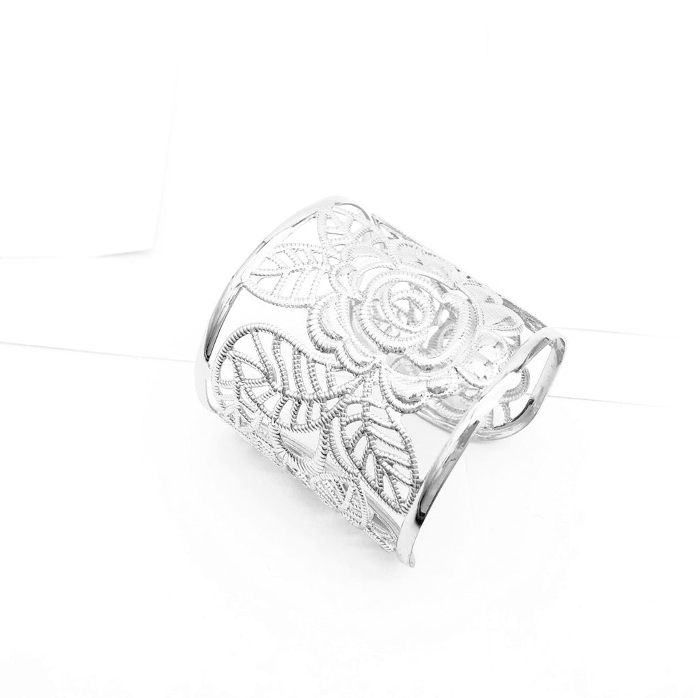 Rose Charm Alloy Bangle - Vienna Verve Collection