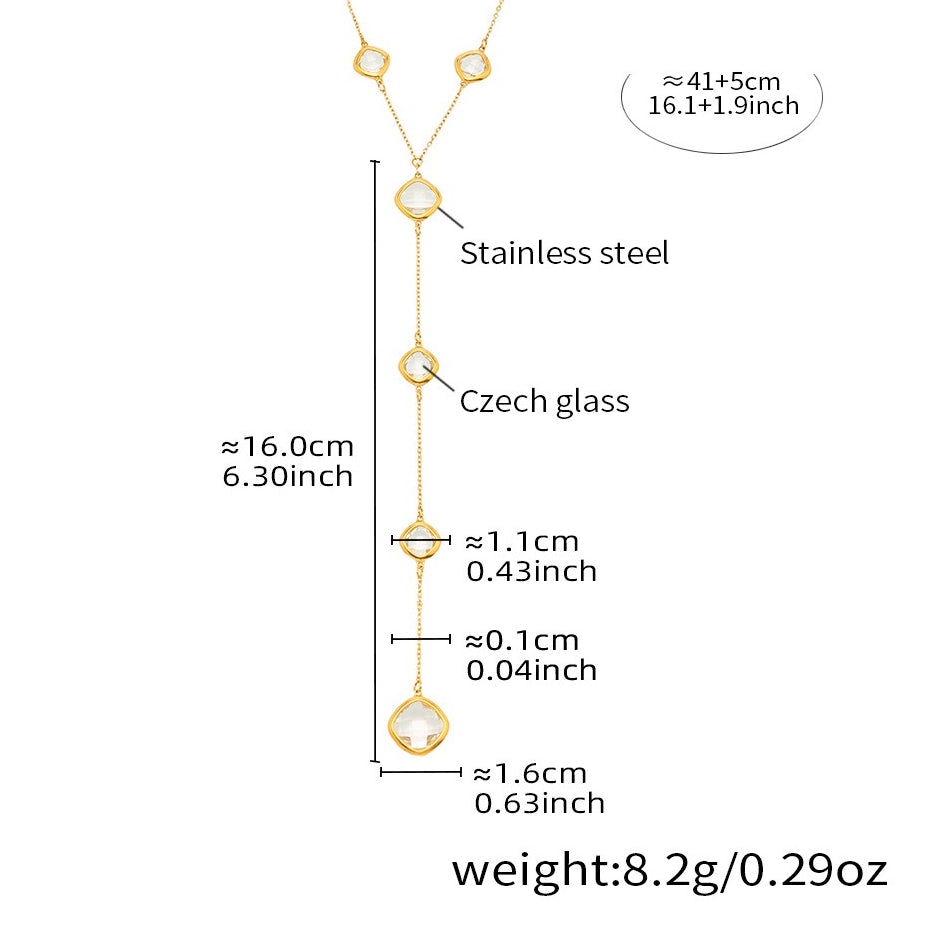 Planderful Clavicle Necklace Glass Tassel Long for Women