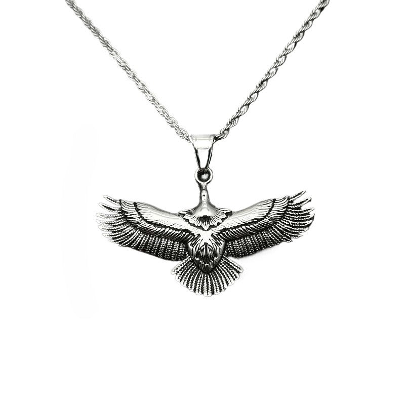 Planderful Eagle Pendant Necklace Titanium Steel Gold Plated Retro Punk Jewelry For Fashion Fans
