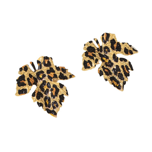 Planderful Vienna Verve Earrings – Stylish Metal Leopard Print Design