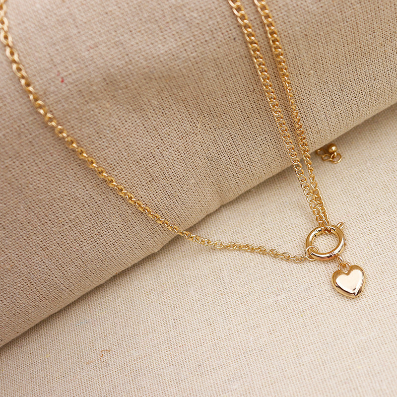 European Chic Alloy Peach Heart Pendant Necklace - Vienna Verve Collection