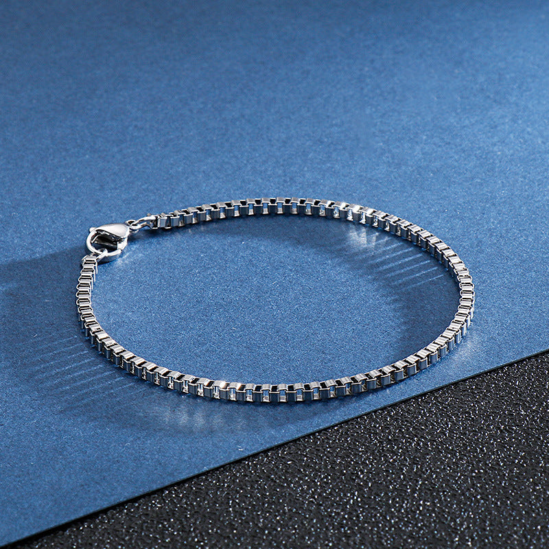 Titanium Steel Bracelet – Stainless Steel Box Chain Unisex