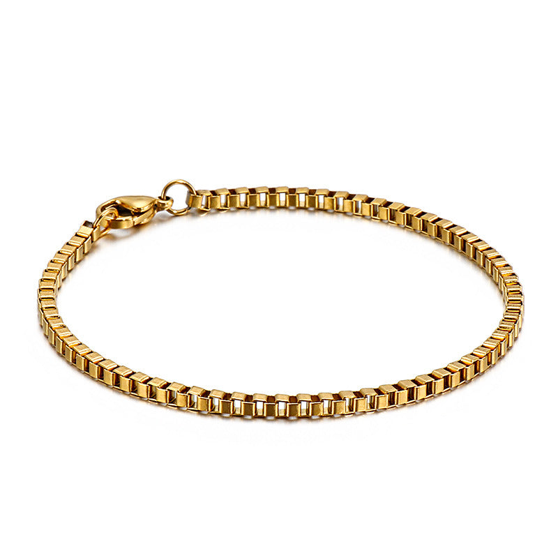 Titanium Steel Bracelet – Stainless Steel Box Chain Unisex