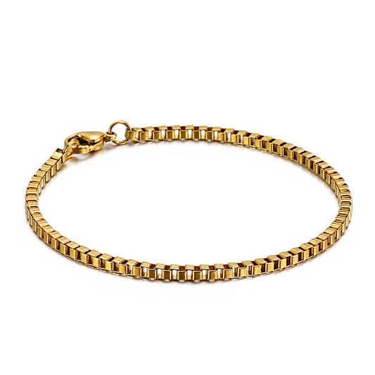 Titanium Steel Bracelet – Stainless Steel Box Chain Unisex