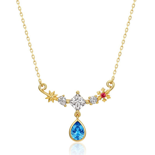 Colourful Zircon Snowflake Sterling Silver Necklace