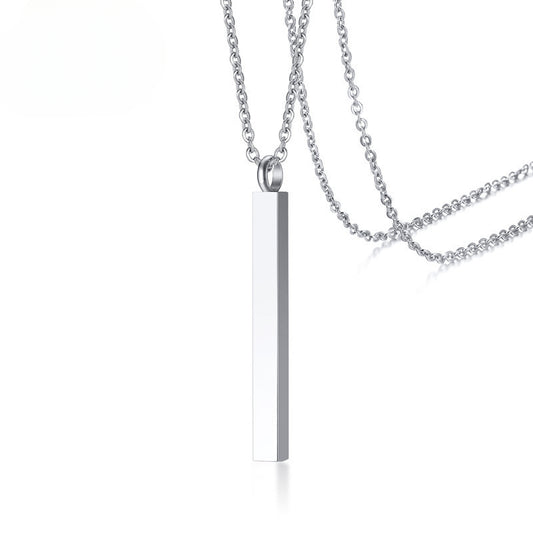 Urn Pendant Stainless Steel Square Strip Necklace for Men