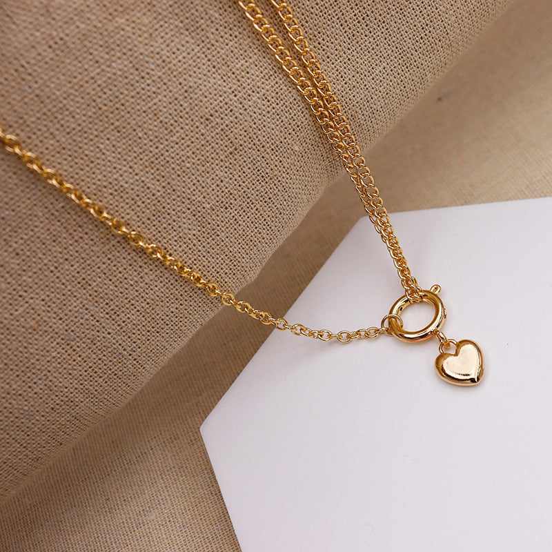 European Chic Alloy Peach Heart Pendant Necklace - Vienna Verve Collection