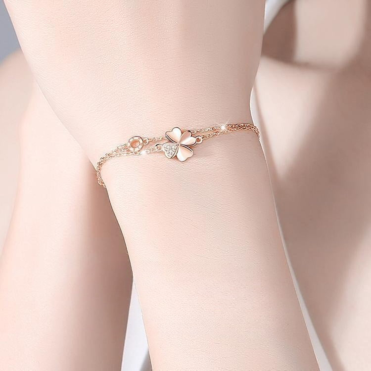 Planderful Sterling Silver Clover Bracelet For Women Elegant Giftable High End Accessory
