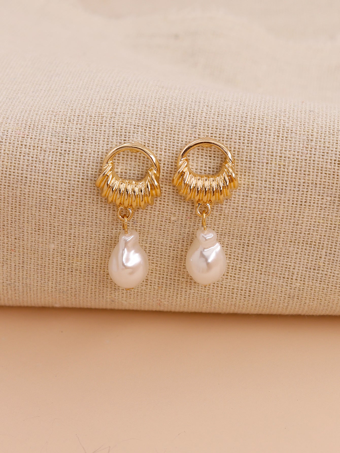 Baroque Pearl Earrings with Unique Alloy Design - Vienna Verve Collection