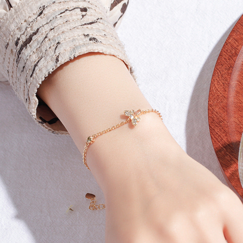 Gold-Plated Zircon Bee Bracelet for Women - Perfect Birthday Gift for Girlfriend or Best Friend