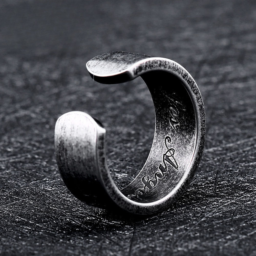 Customizable Titanium Steel Couples Ring with Latitude and Longitude Coordinates Design for Him and Her