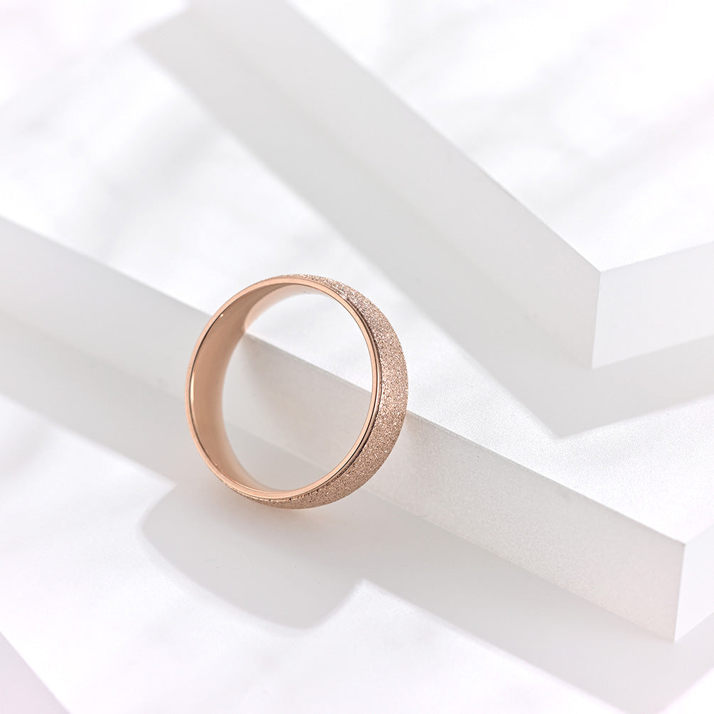 Japan and Korea Titanium Steel Rose Gold Matte Ring for Women and Men