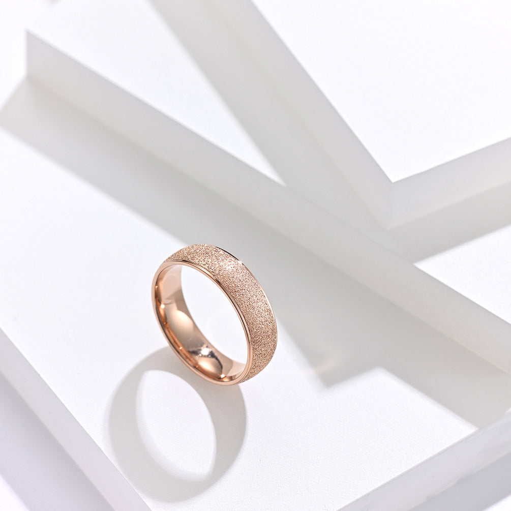 Japan and Korea Titanium Steel Rose Gold Matte Ring for Women and Men