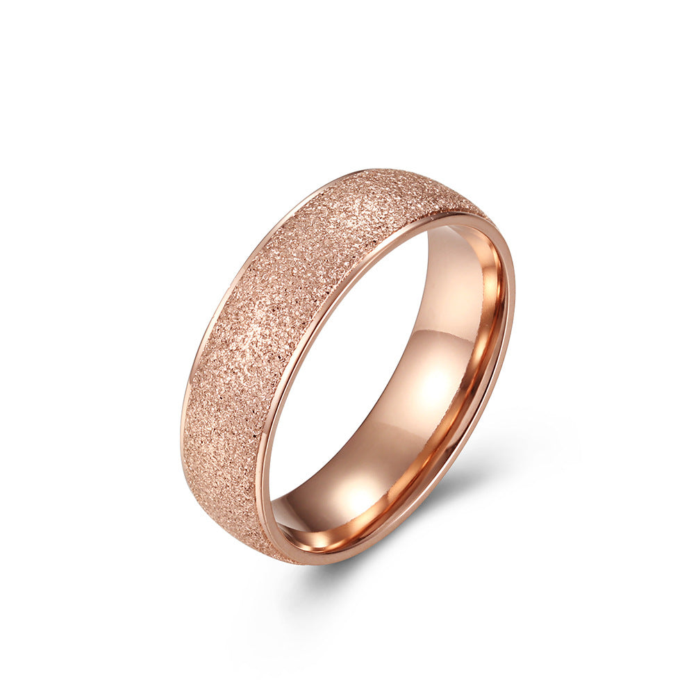 Japan and Korea Titanium Steel Rose Gold Matte Ring for Women and Men