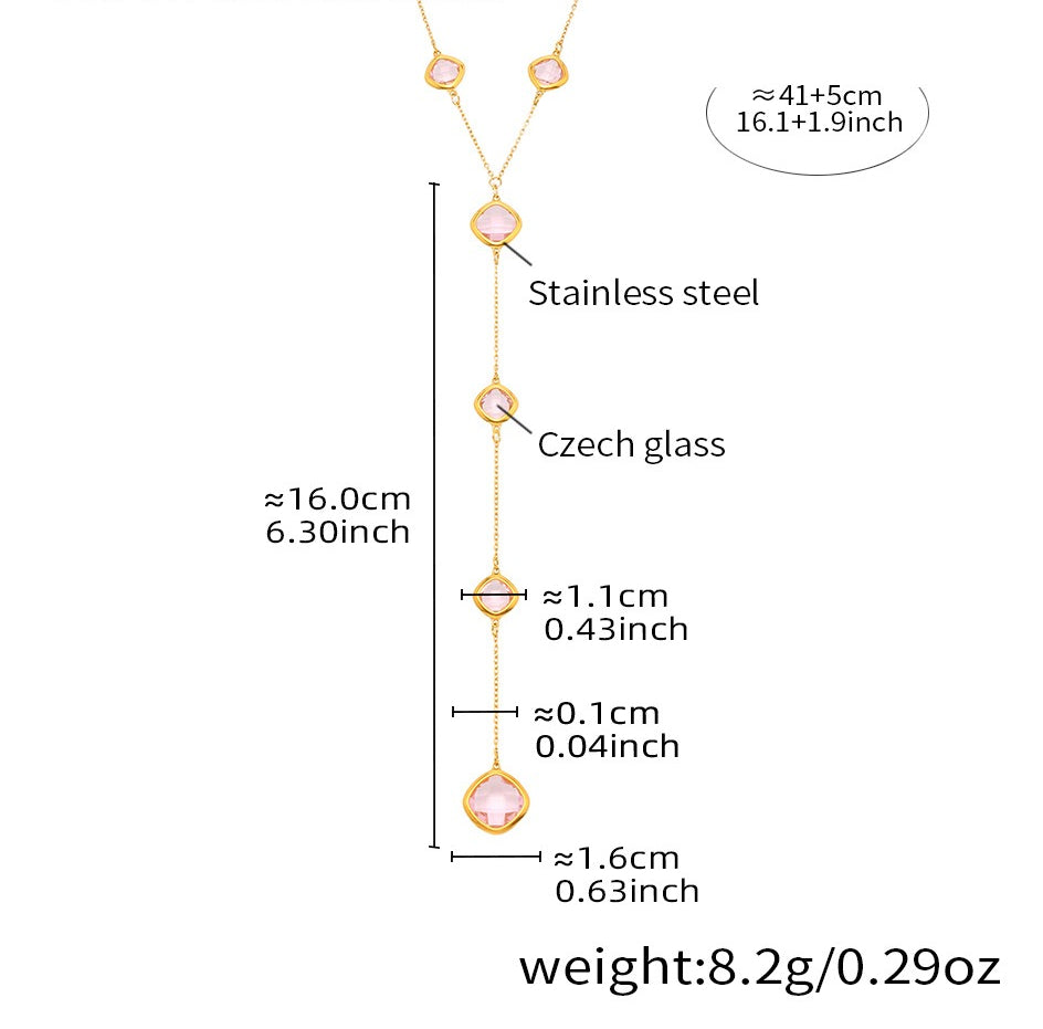 Planderful Clavicle Necklace Glass Tassel Long for Women