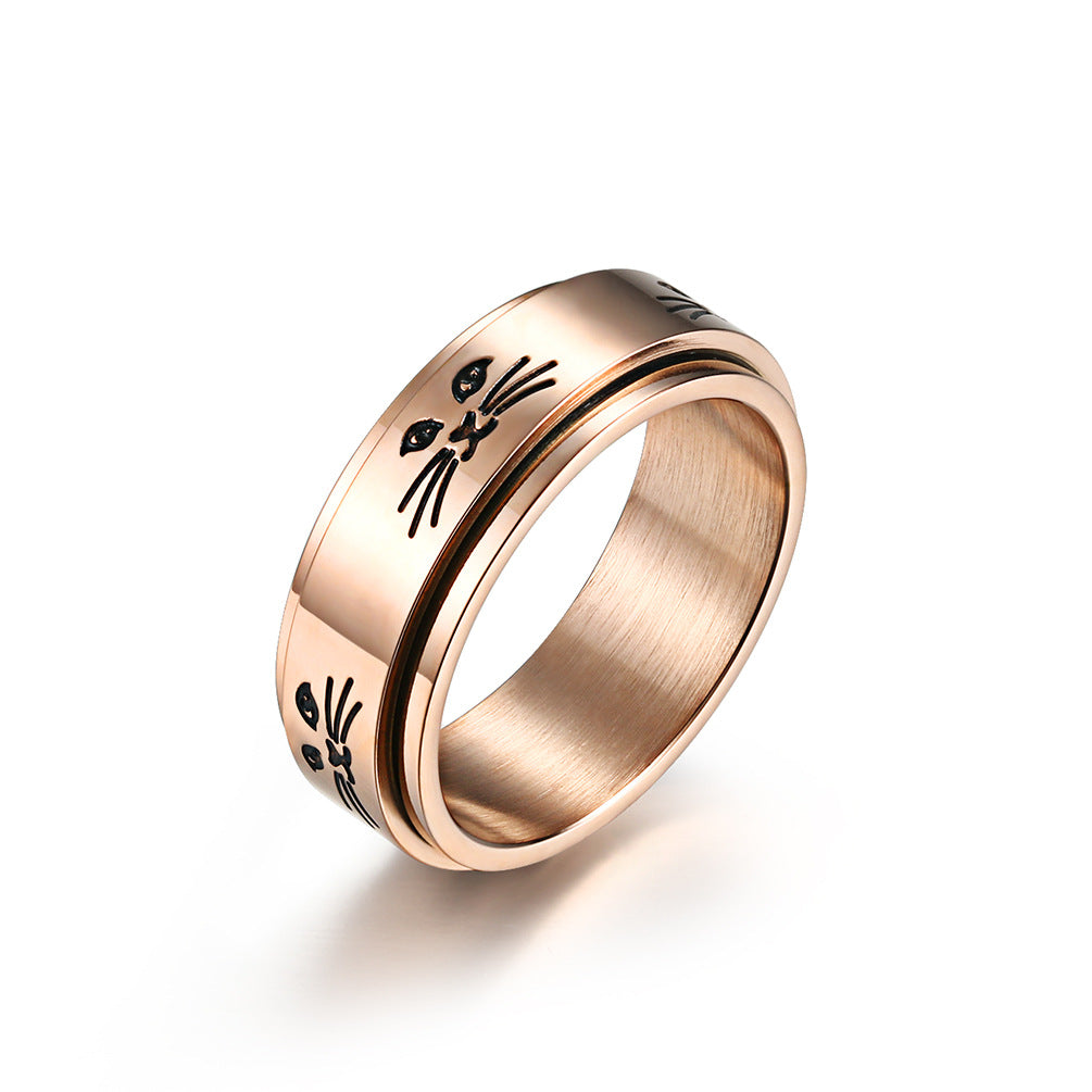 Planderful Everyday Genie Cat Spinner Ring Titanium Steel Decompression Ring For Cat Lovers