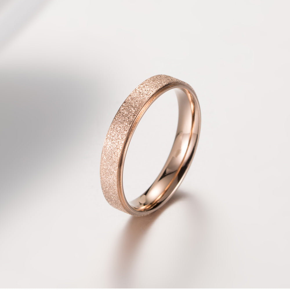 Japan and Korea Titanium Steel Rose Gold Matte Ring for Women and Men