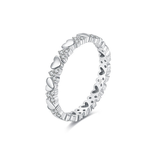 Everyday Genie Sterling Silver Heart Shaped Women's Ring with Zircon Inlay
