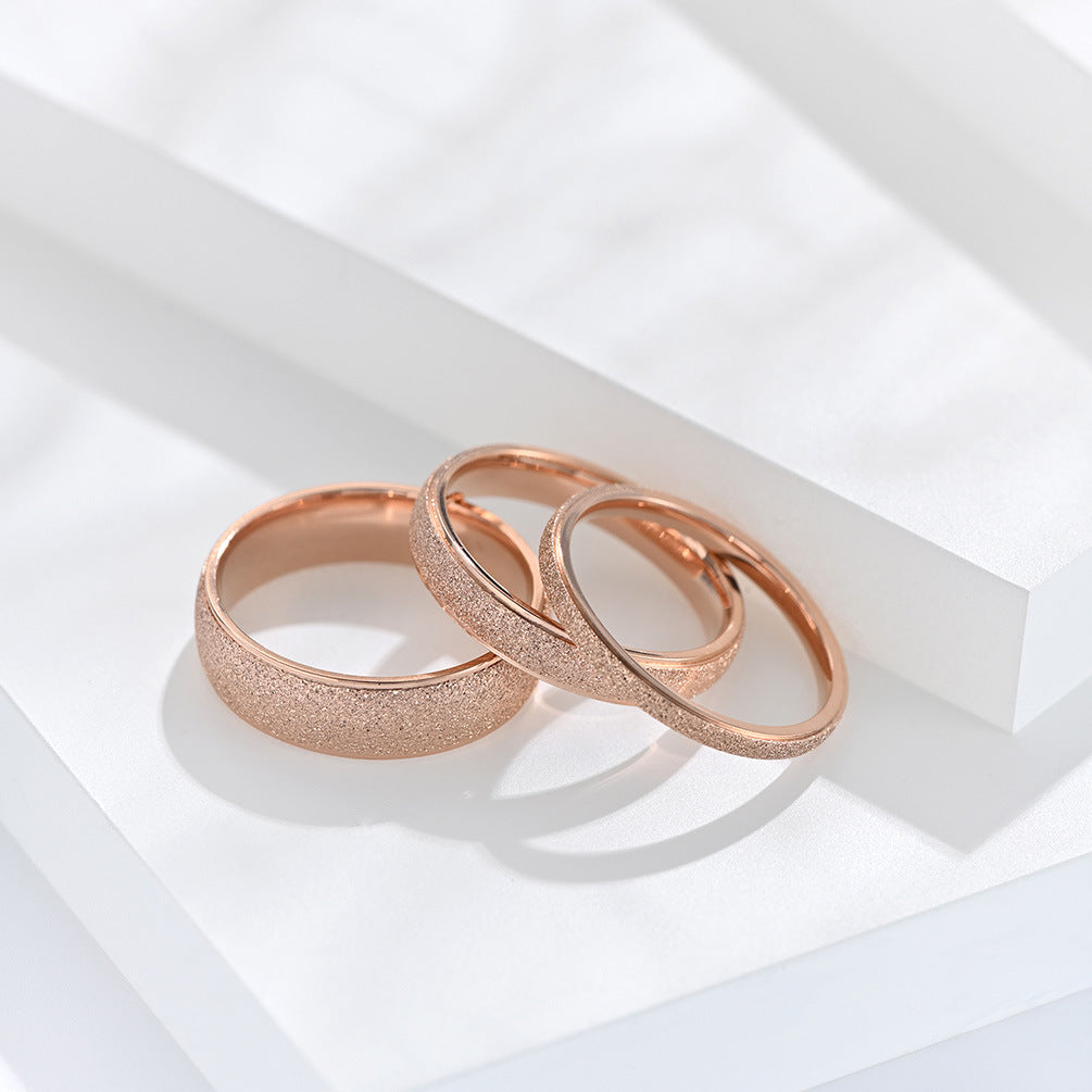 Japan and Korea Titanium Steel Rose Gold Matte Ring for Women and Men