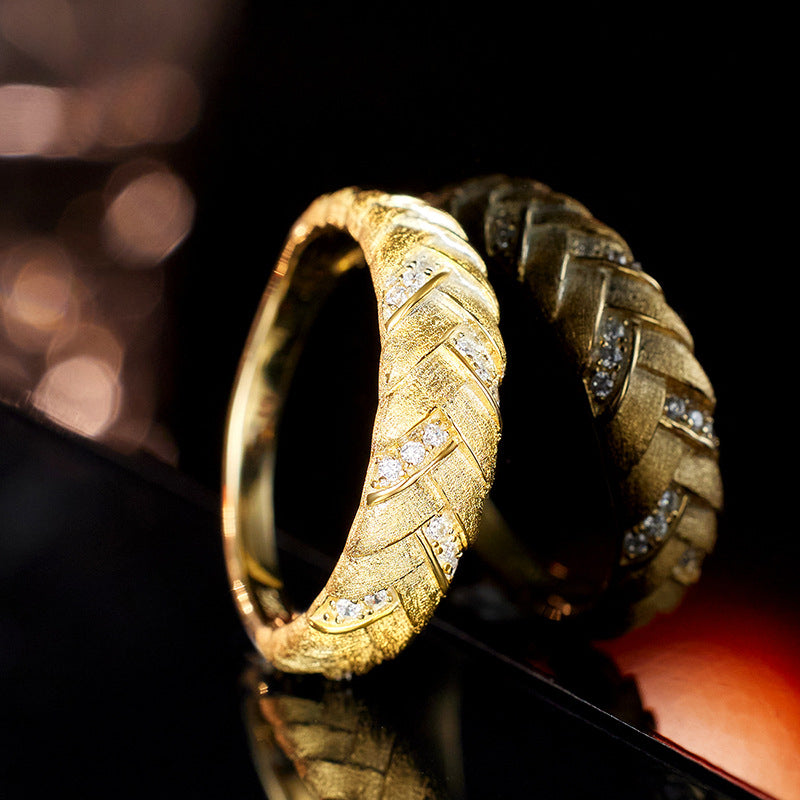 S925 Sterling Silver Italian Retro Woven Handmade Ring