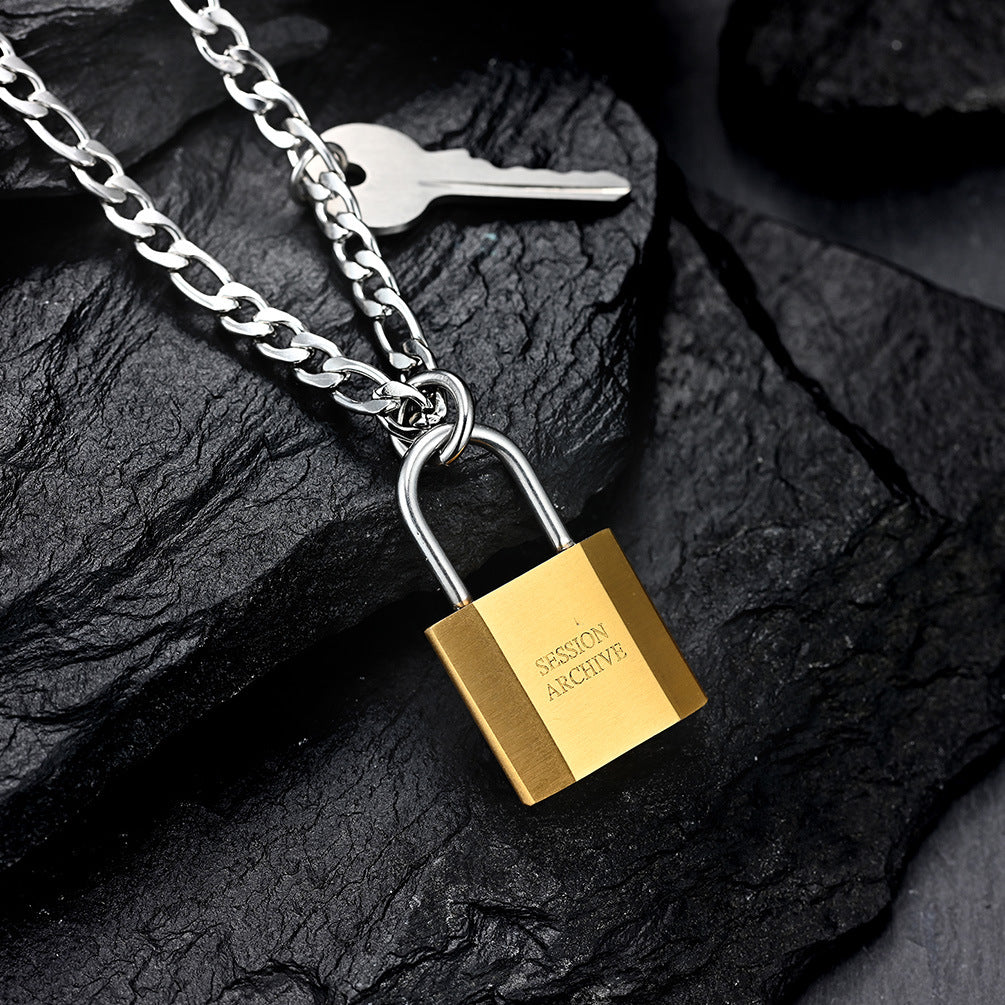 Hip-Hop Style Trendy Men's Pendant Lock and Key Necklace