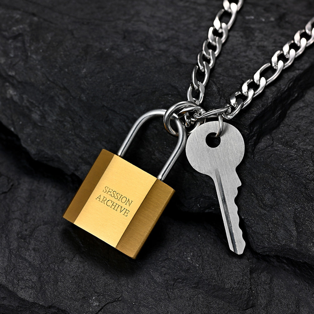Hip-Hop Style Trendy Men's Pendant Lock and Key Necklace