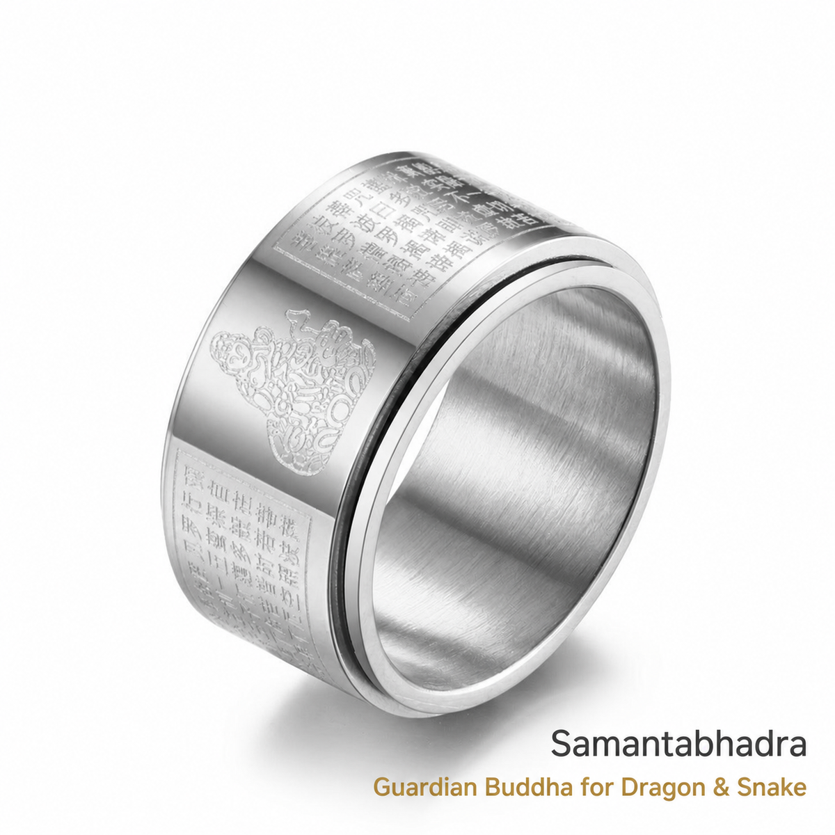 Planderful guardian Buddha ring with English zodiac guide